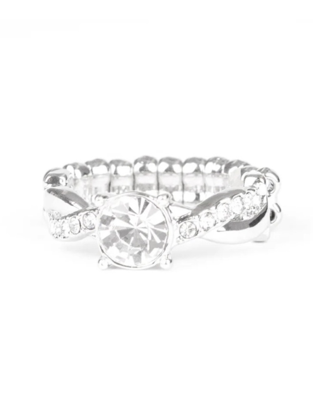 NWT Paparazzi Prim and Proper Silver White Rhinestone Ring